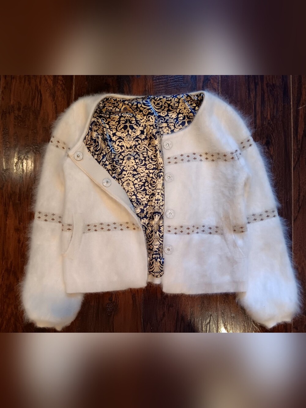 Vintage 1950's Angora And Silk Reversible Cardigan
